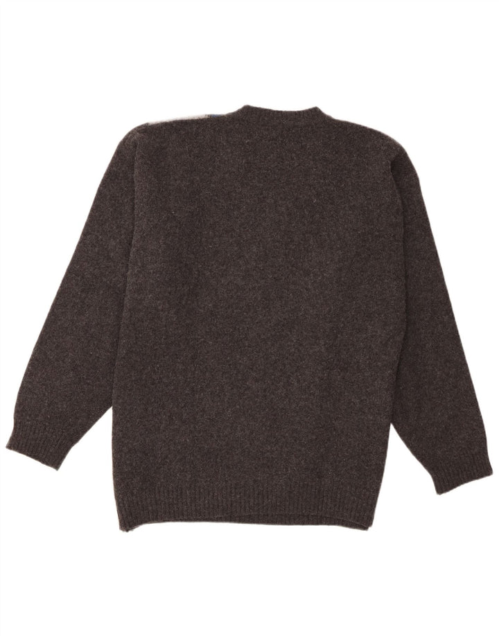 Suéter masculino vintage com decote em V XL cinza Argyle/Diamond Lambswool