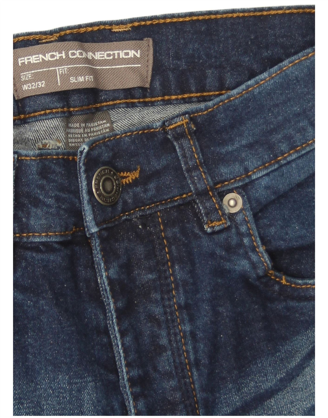 French Connection Masculino Slim Jeans W32 L32 Azul Algodão