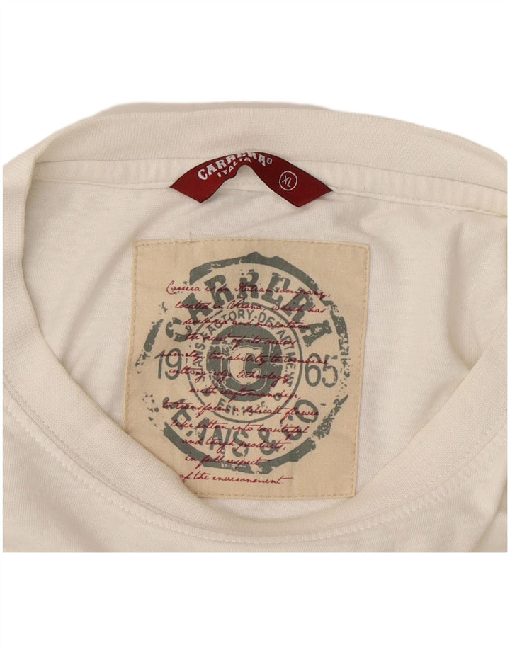Camiseta masculina gráfica CARRERA Top XL algodão branco