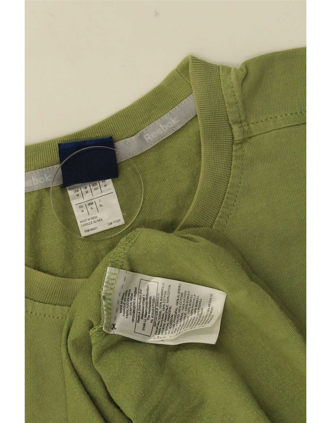 Camiseta masculina Reebok Top médio algodão verde