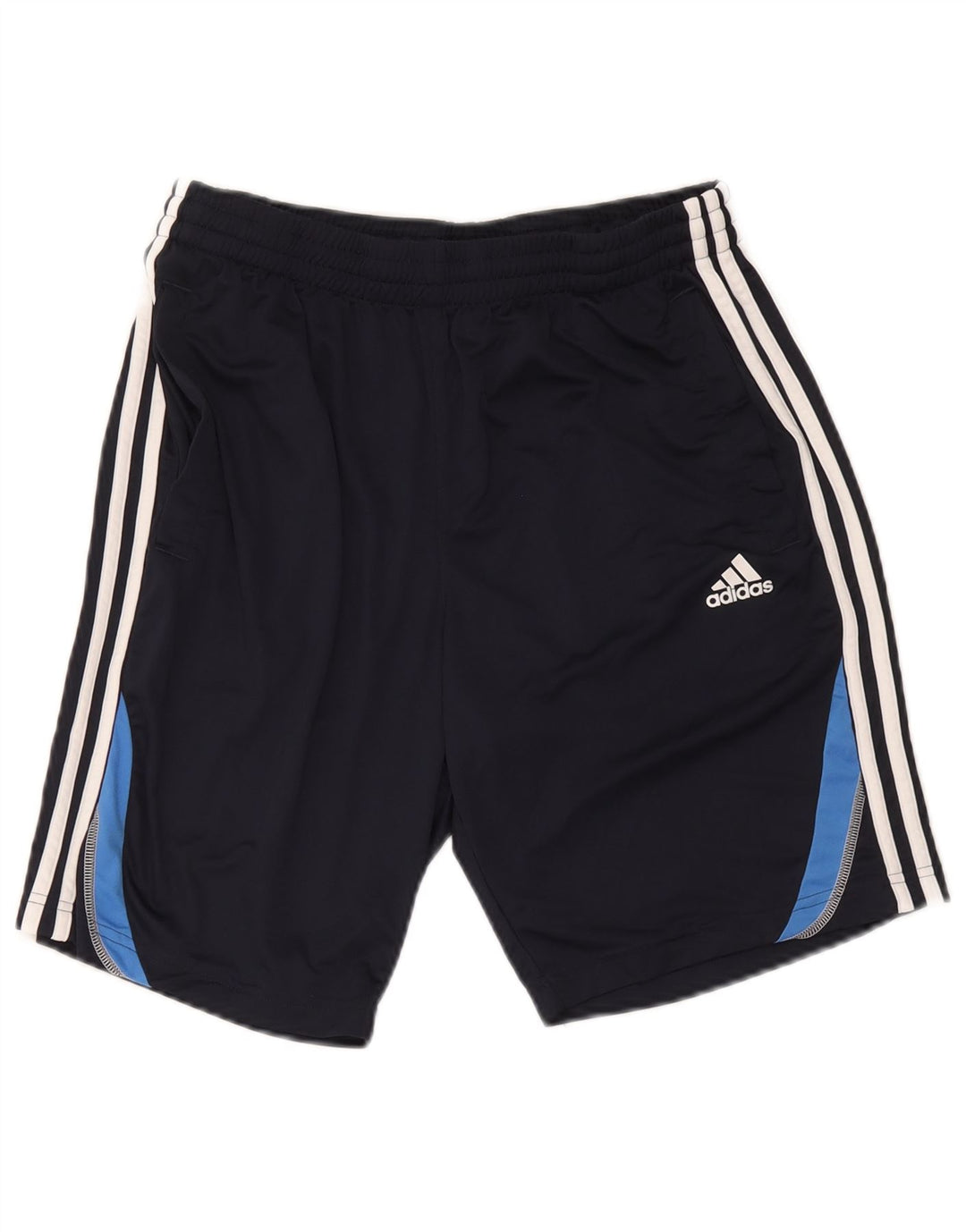 Shorts esportivos femininos Adidas médio azul marinho colorblock poliéster