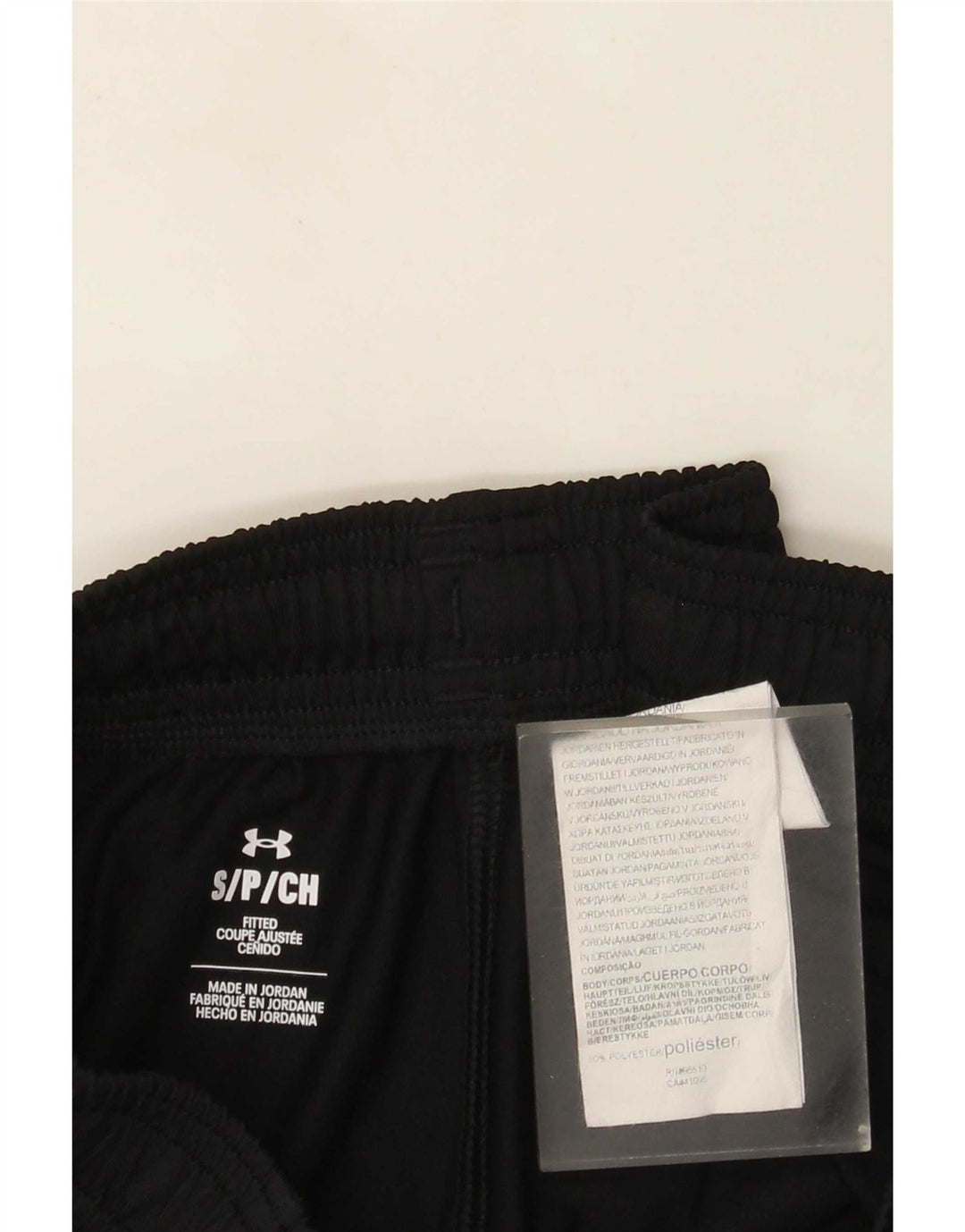 Calça de treino masculina Under Armour pequena poliéster preta