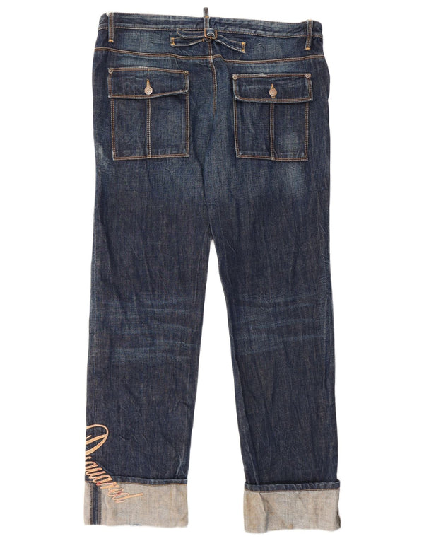 Dsquared2 Jeans masculino gráfico reto IT 52 XL W36 L30 algodão azul marinho