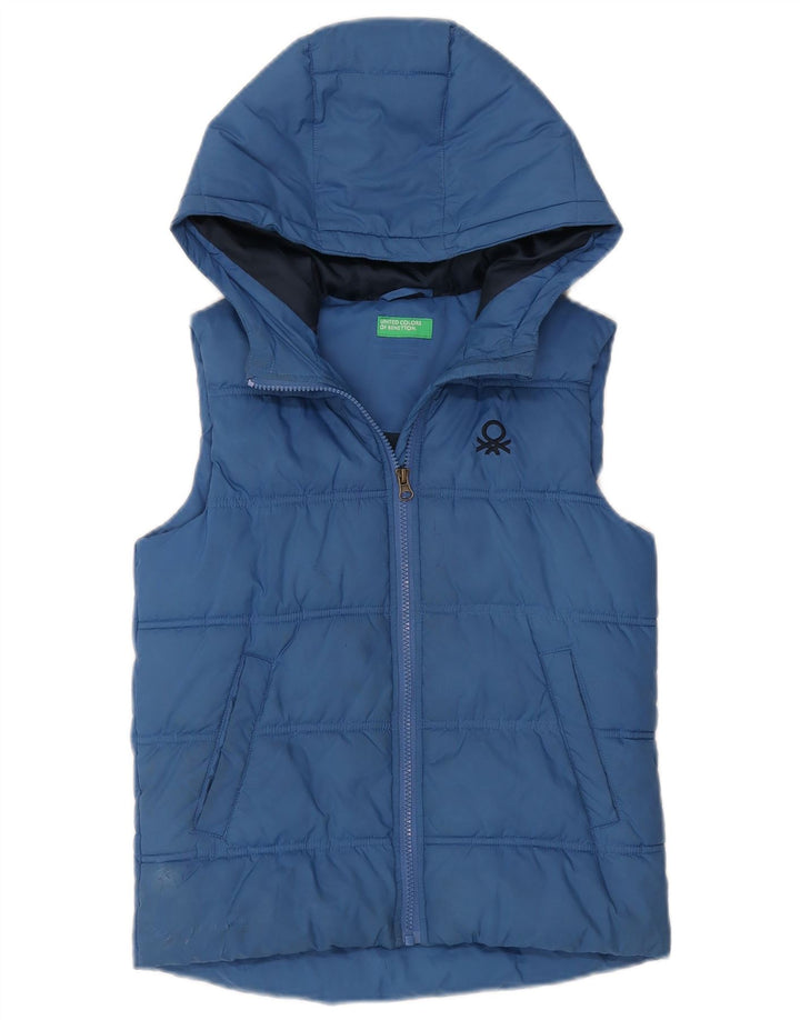 Colete acolchoado com capuz Benetton Boys 11-12 anos grande poliéster azul