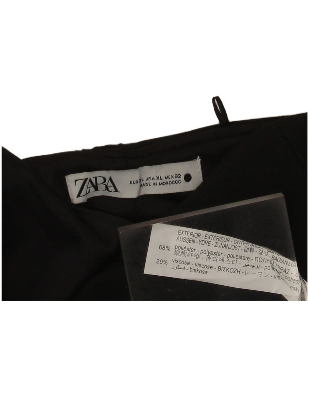 Top sem alças feminino Zara UK 18 XL poliéster preto