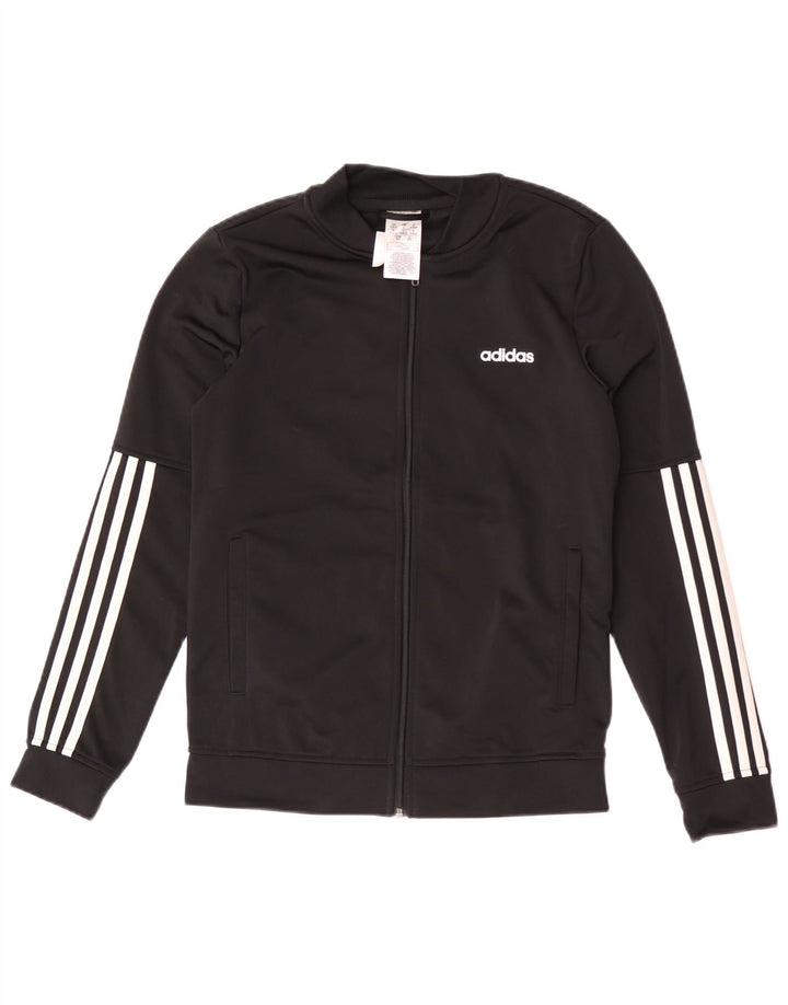 Adidas Womens Tracksuit Top Jacket UK 8/10 Pequeno Poliéster Preto