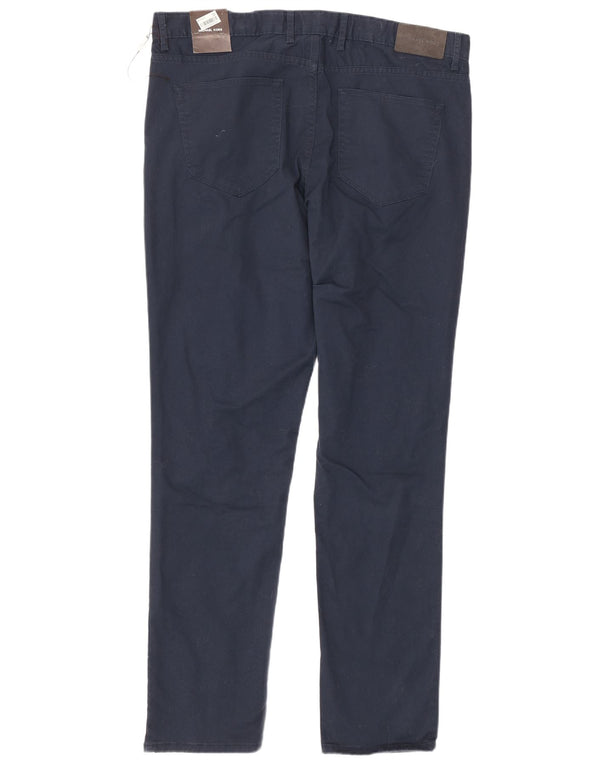 Michael Kors Mens Parker Slim Fit Calça Casual W36 L32 Azul Marinho Algodão