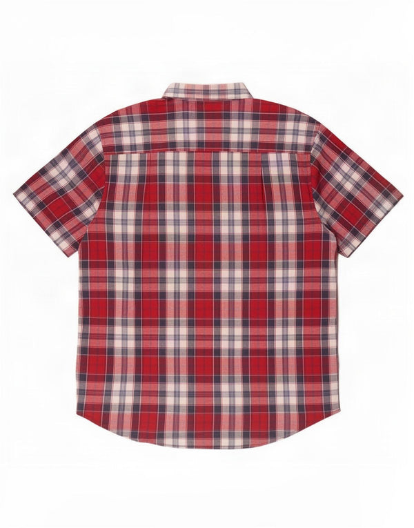 Wrangler Camisa masculina casual de manga curta 2XL algodão xadrez vermelho