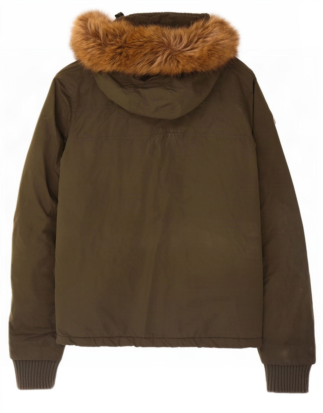 Jaqueta corta-vento feminina Superdry com capuz UK 14 poliéster cáqui médio