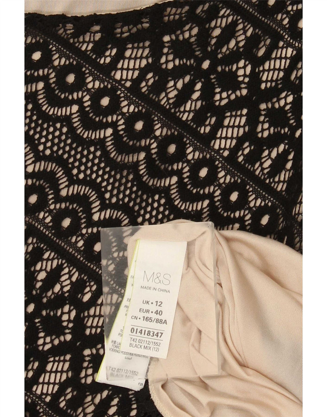 Vestido feminino Marks & Spencer com bainha de renda Reino Unido 12 médio preto floral