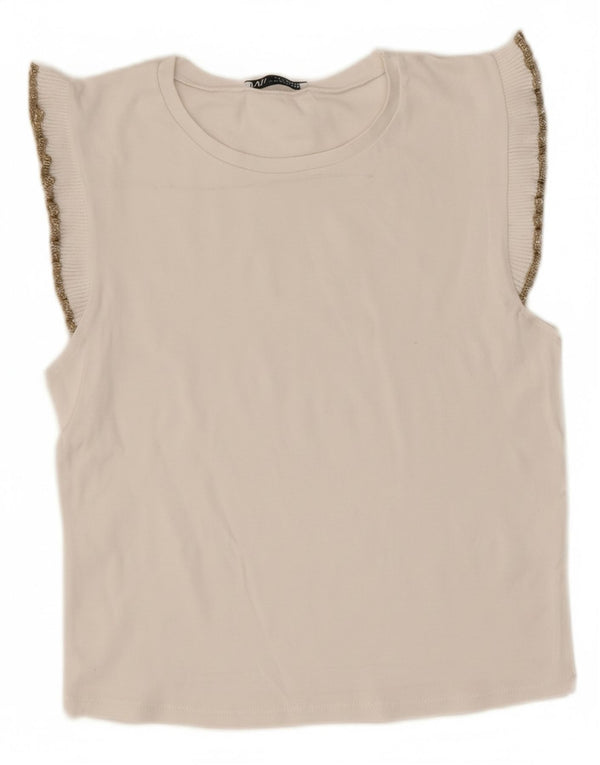 Blusa feminina sem mangas Zara Top UK 12 médio branco
