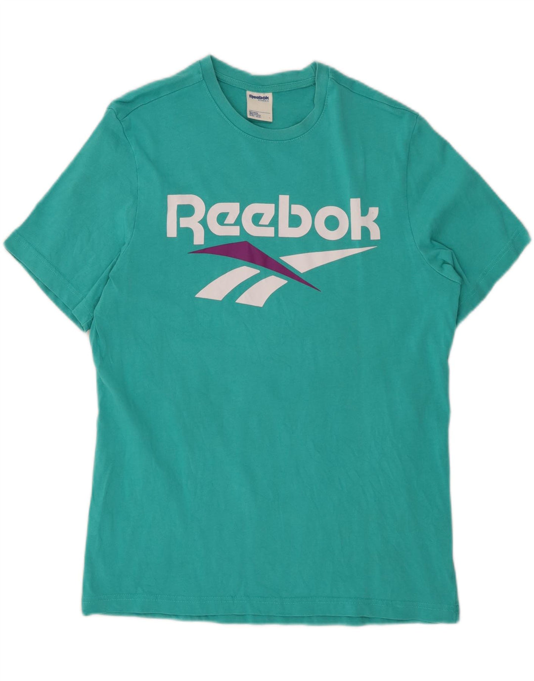 REEBOK Camiseta masculina clássica gráfica top médio algodão turquesa
