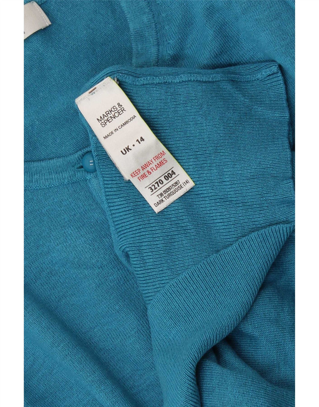 Suéter cardigã feminino Marks & Spencer UK 14 médio turquesa viscose