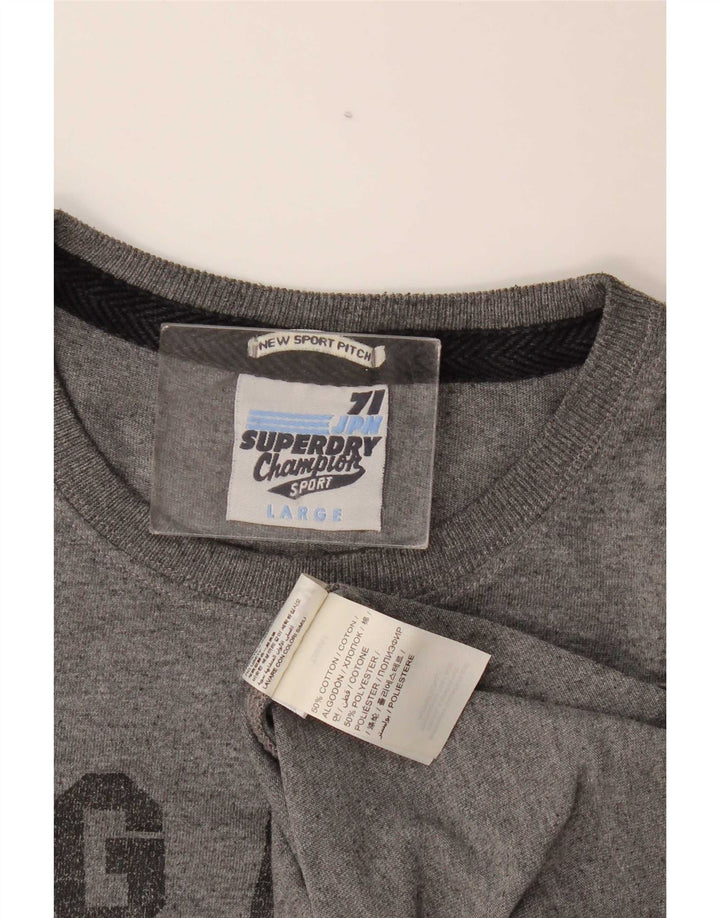 Camiseta gráfica masculina Superdry Top grande algodão cinza