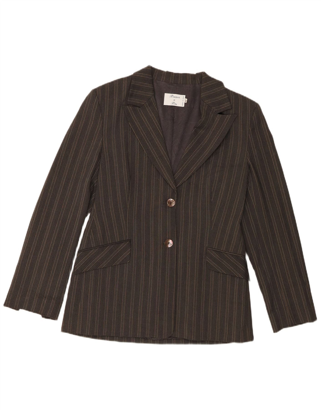 Bianco e Blu Jaqueta Blazer Feminina de 2 Botões IT 42 Listrado Cinza Médio