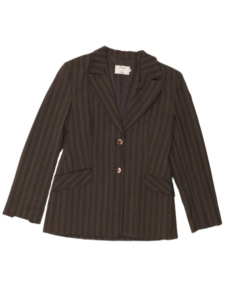 Bianco e Blu Jaqueta Blazer Feminina de 2 Botões IT 42 Listrado Cinza Médio