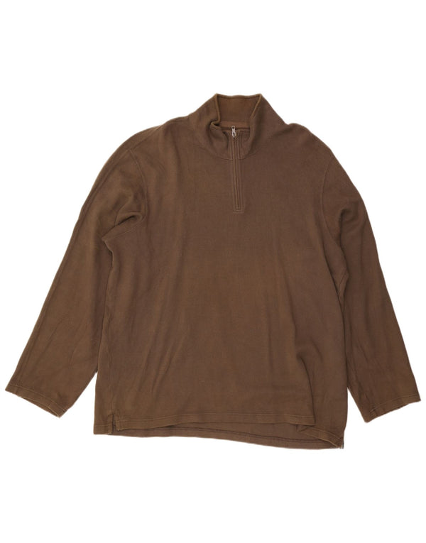 Suéter masculino Eddie Bauer com zíper e gola 2XL algodão marrom
