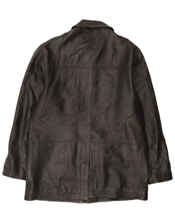 Jaqueta de couro masculina Marks & Spencer UK 38 couro preto médio