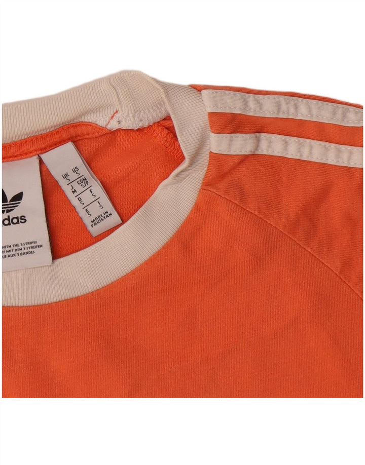 Adidas Mens Camiseta Top Pequeno Algodão Laranja