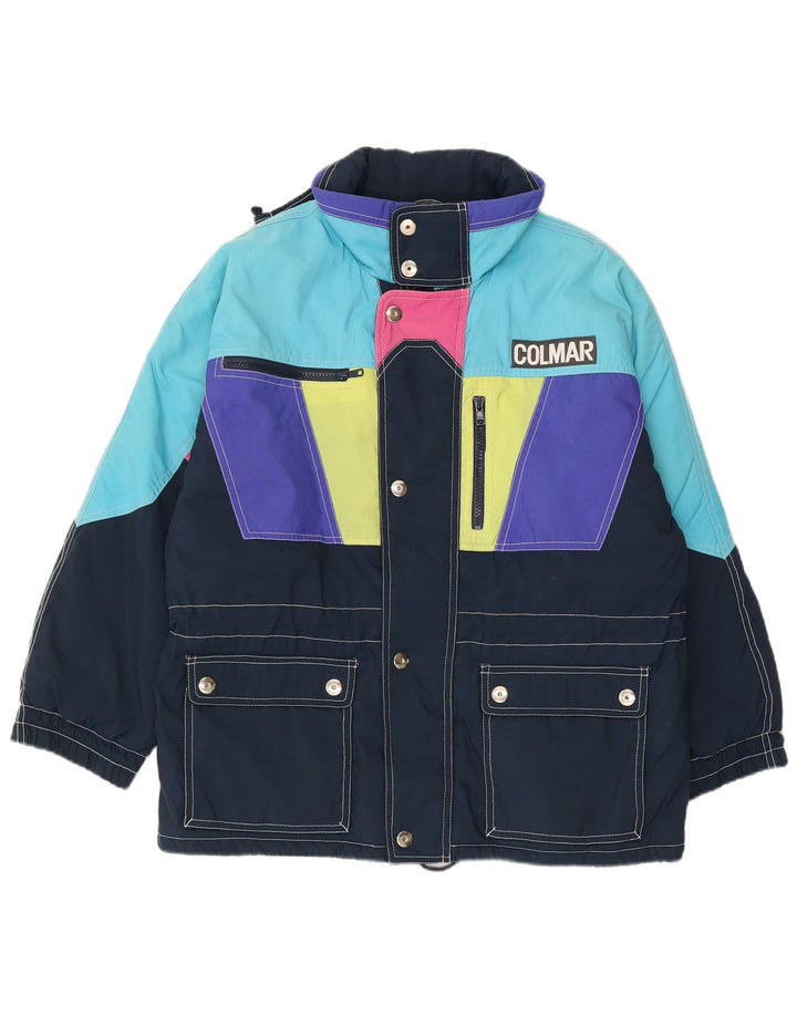 Jaqueta de esqui masculina com capuz Colmar UK 38 bloco colorido azul marinho médio