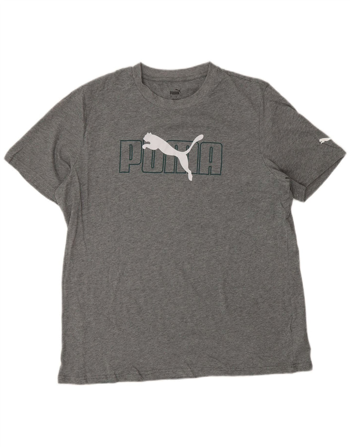 Camiseta masculina PUMA com estampa gráfica grande algodão cinza