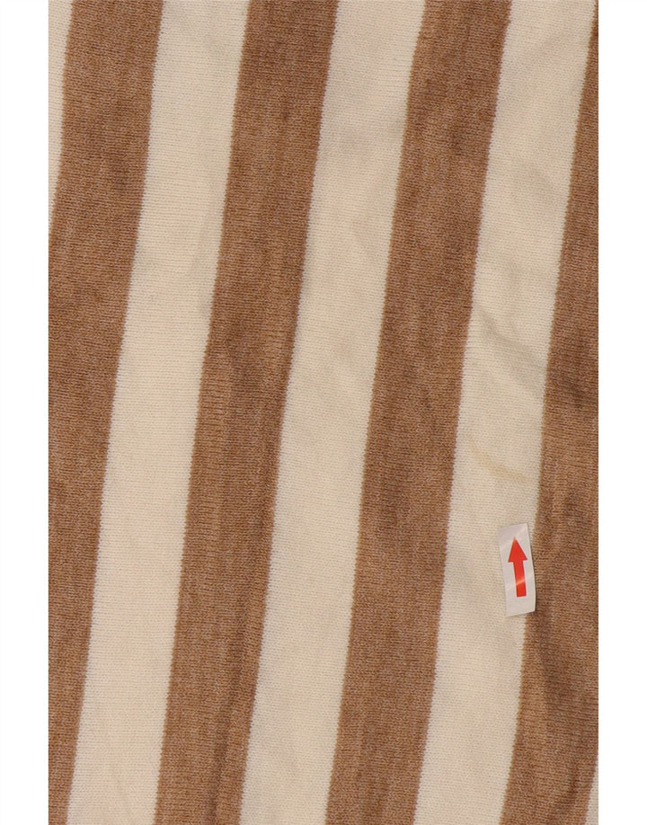 Suéter feminino Marks & Spencer com gola canoa e listrado bege médio Reino Unido 12