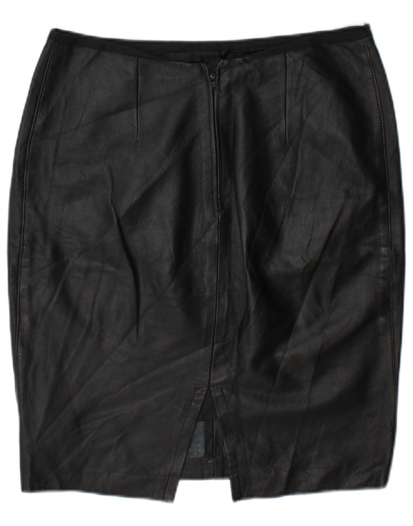 Saia de couro feminina vintage W30 média preta