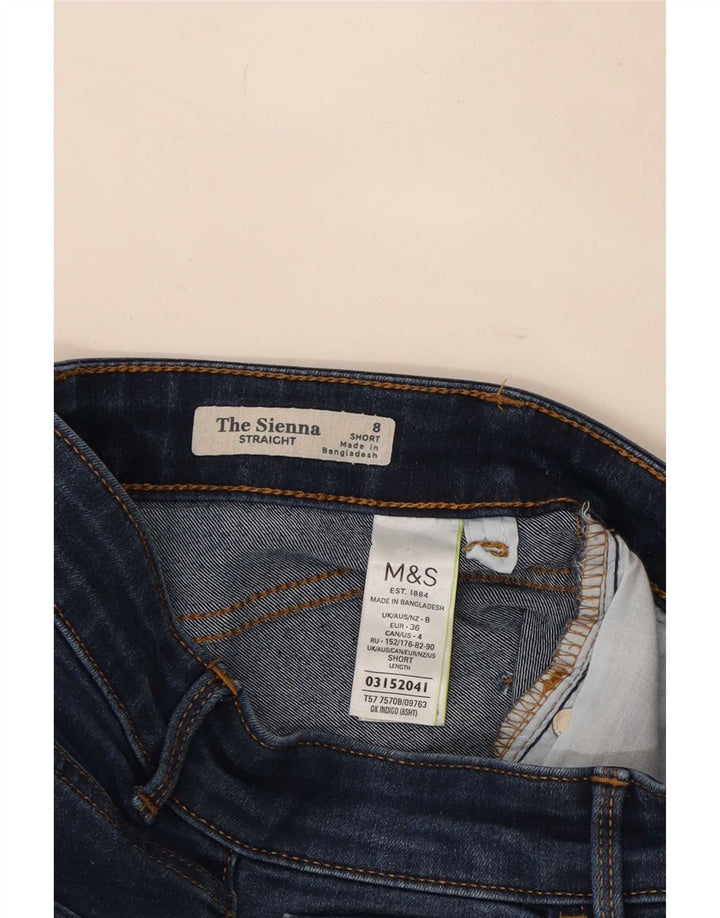 Jeans retos femininos Marks & Spencer Reino Unido 8 pequeno W36 L28 azul marinho