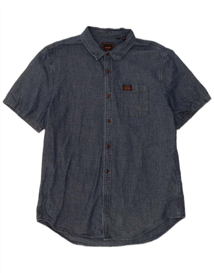 Camisa masculina de manga curta Superdry 2XL algodão azul
