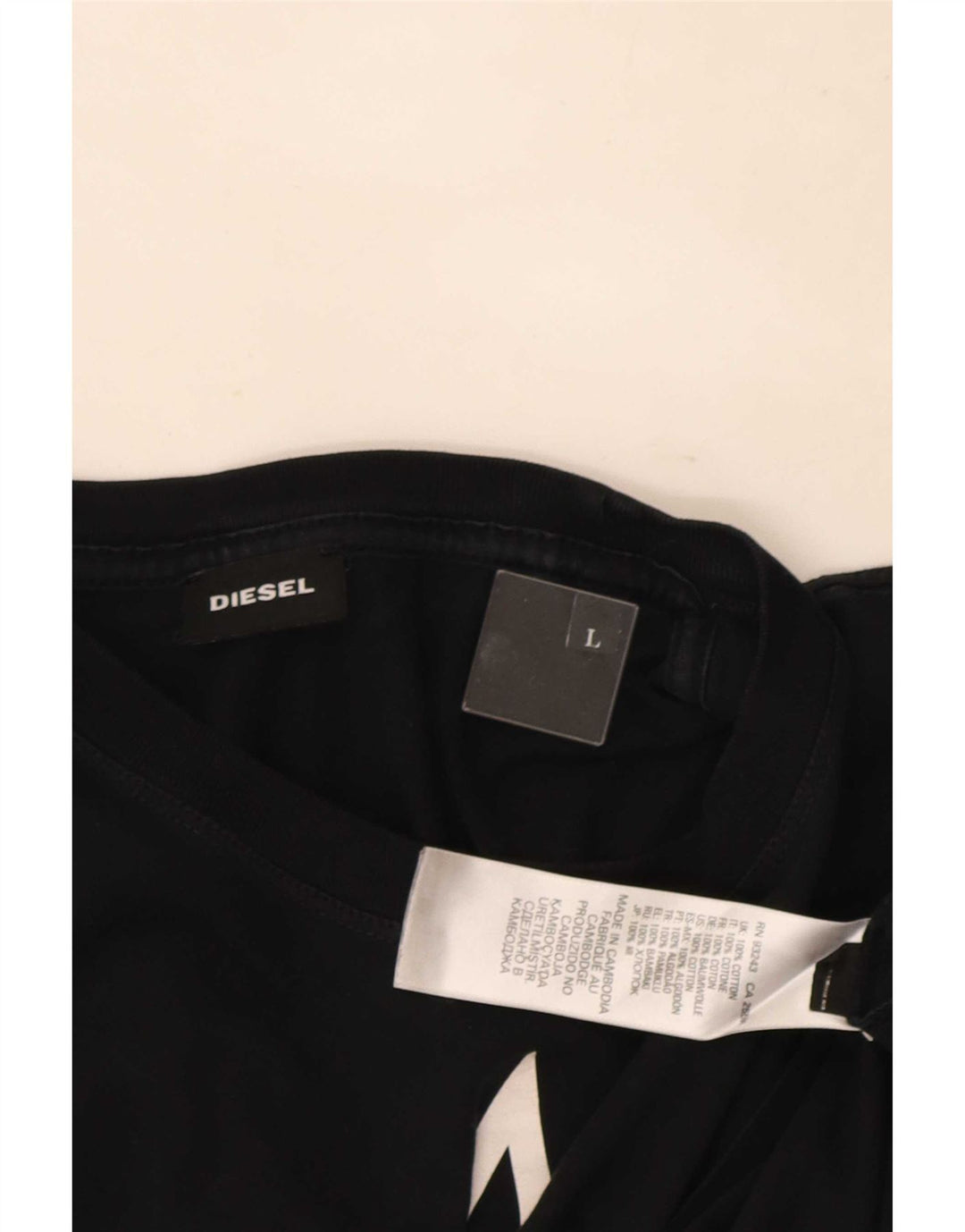 Diesel Camiseta masculina gráfica Top grande de algodão preto