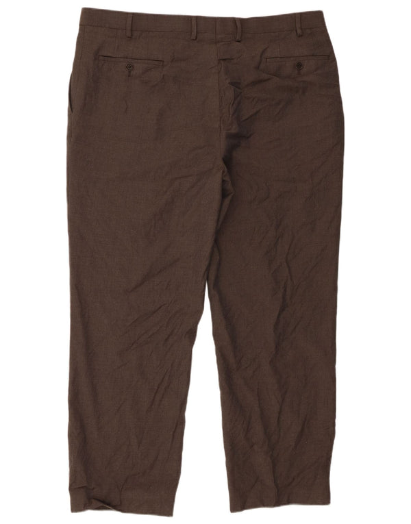 Calça masculina Marks & Spencer com pegged terno W40 L31 marrom nova lã