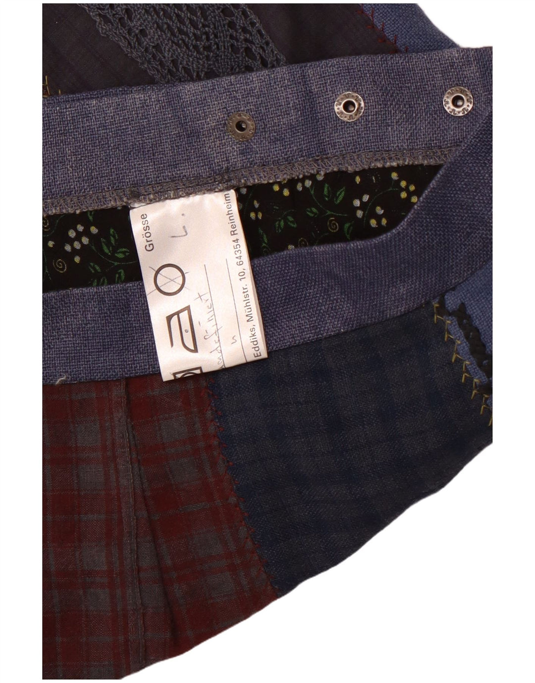 Saia feminina VINTAGE grande W36 patchwork azul