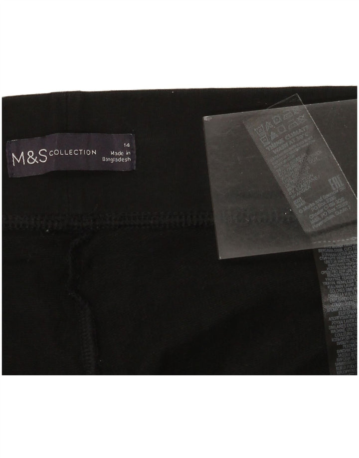 Calça de treino feminina Marks & Spencer Reino Unido 14 grande algodão preto