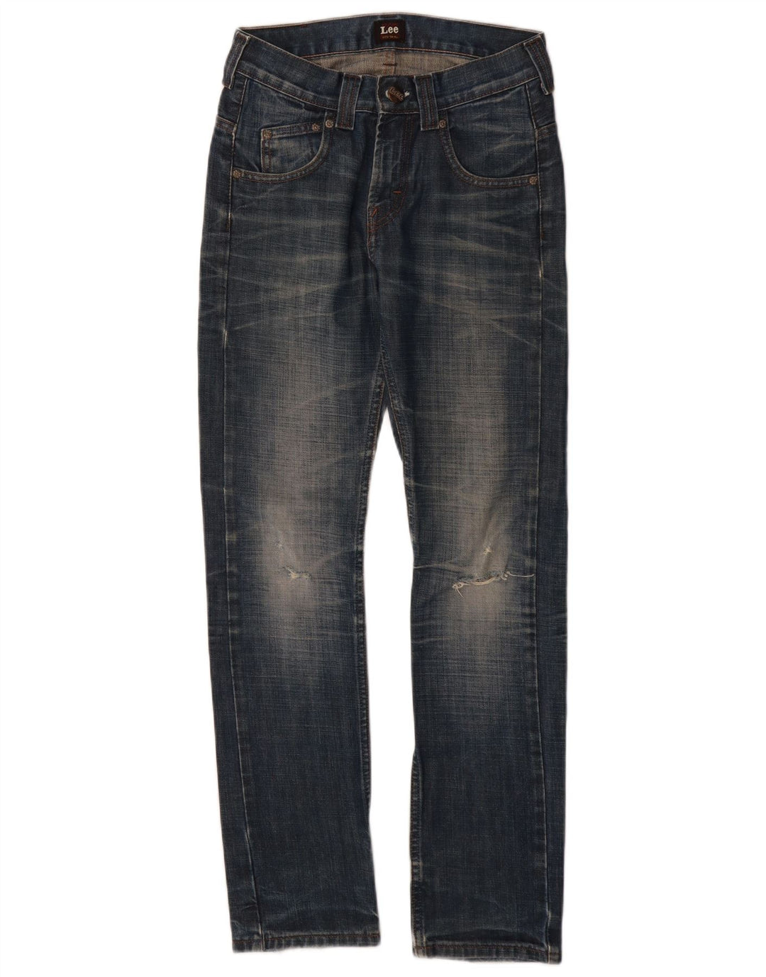LEE Boys Jeans slim desgastados 11-12 anos W26 L30 algodão azul