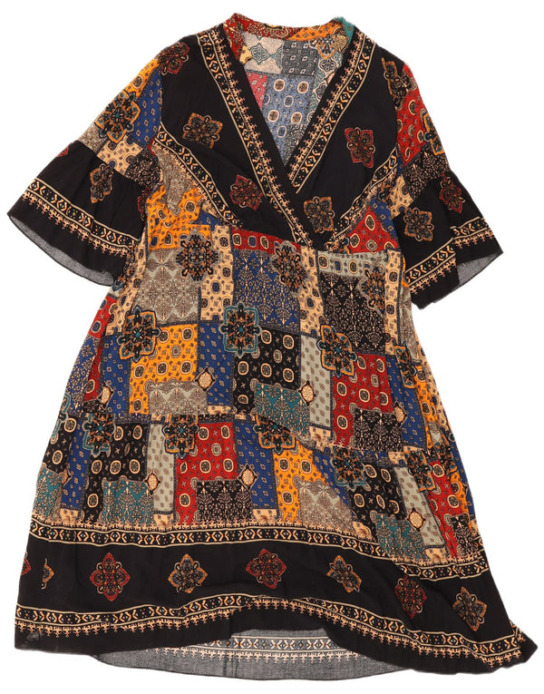 Vestido feminino Shein Batwing Kaftan Reino Unido 20 2XL patchwork multicolorido
