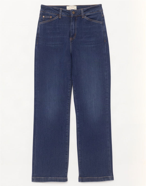 Fat Face Womens Elise Wide Leg Jeans Reino Unido 10 Pequeno W30 L30 Azul Algodão