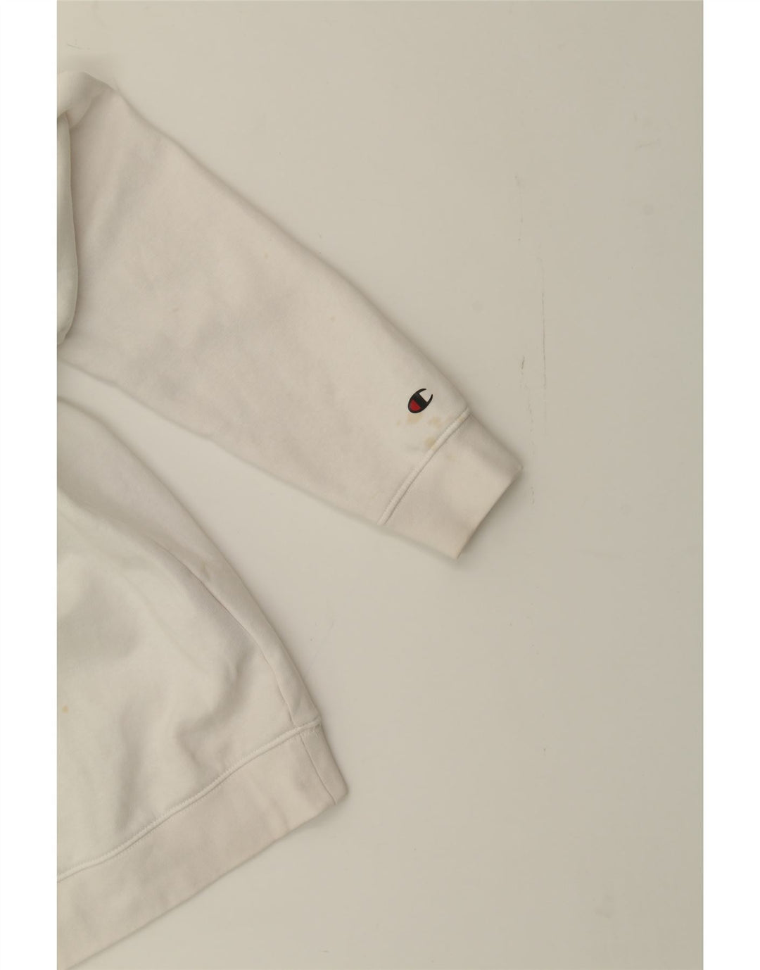 CHAMPION Mens Graphic Zip Neck Hoodie Jumper Small White Cotton Vintage Champion and Second-Hand Champion from Messina Hembry 