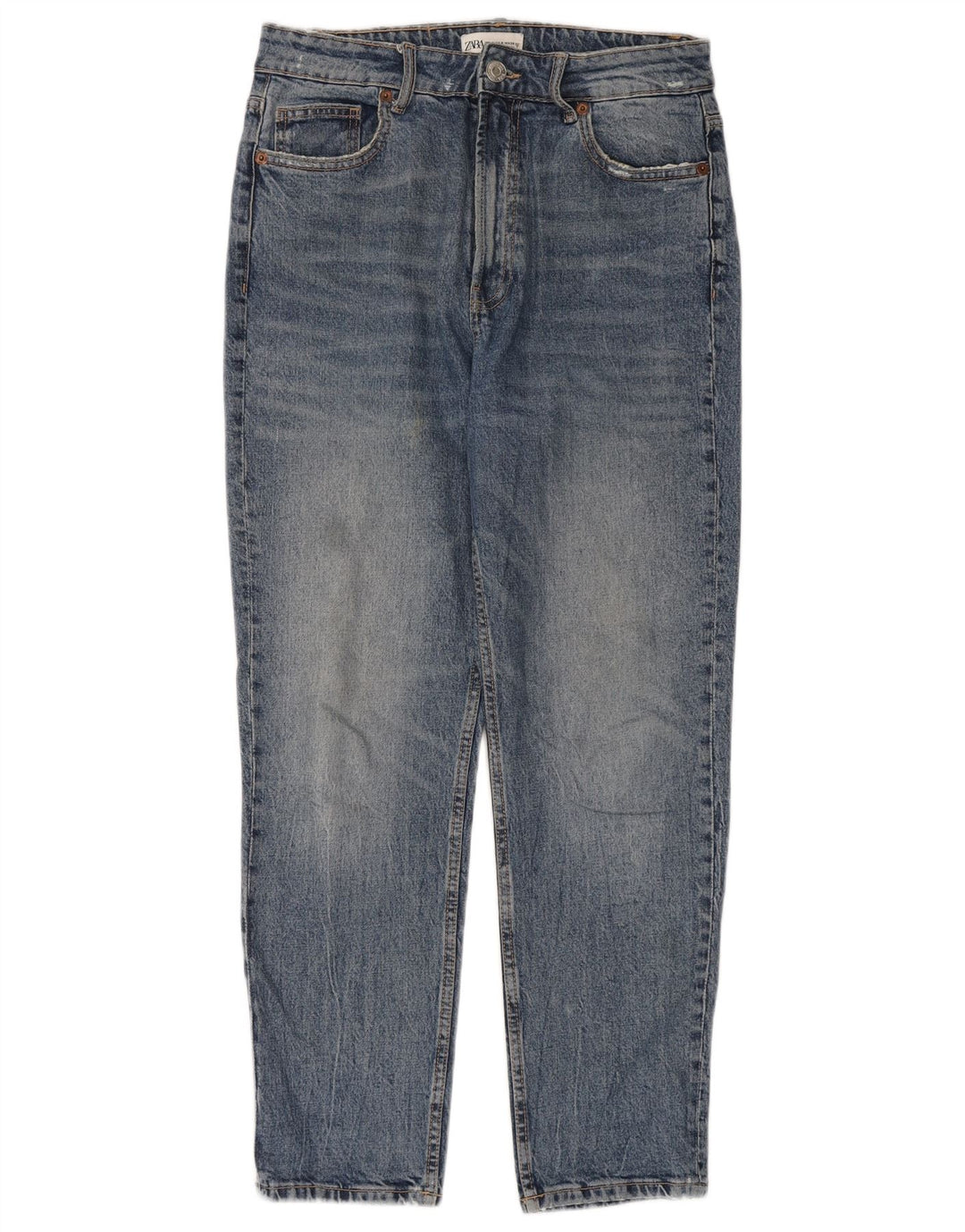 Zara Jeans Cônicos Femininos EU 40 Médio W30 L28 Azul Algodão
