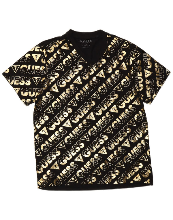 Guess Mens Graphic T-Shirt Top UK 36 Small Black Cotton