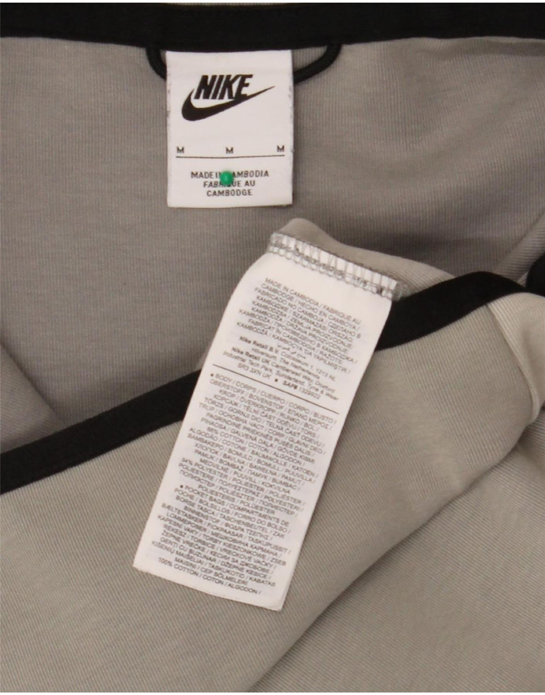 Suéter masculino Nike com capuz e zíper cinza médio algodão colorblock