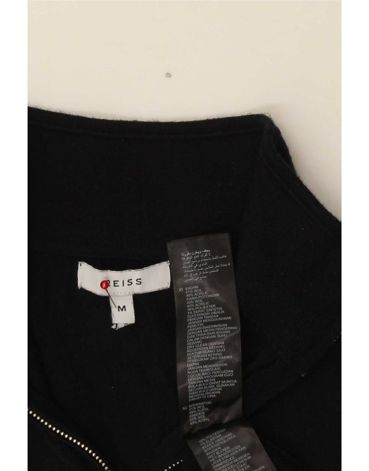 Suéter masculino Reiss com zíper e gola alta de lã preta média