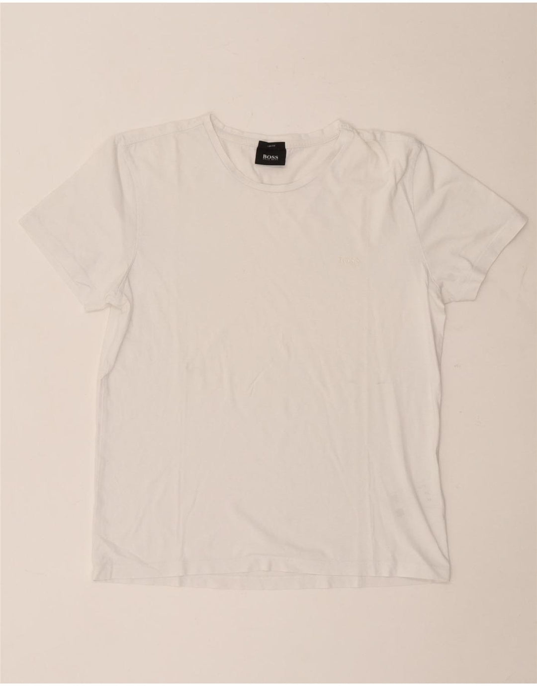 Hugo Boss Mens Slim Fit Camiseta Top Médio Algodão Branco