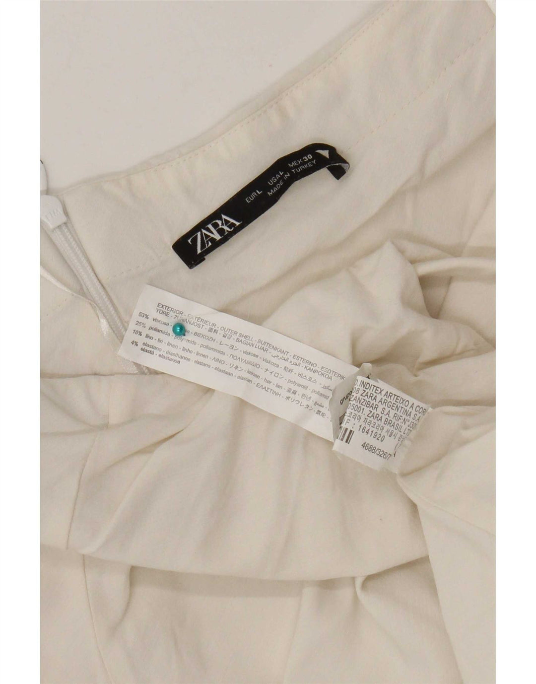 Zara Mini vestido halter feminino Reino Unido 14 grande viscose branca