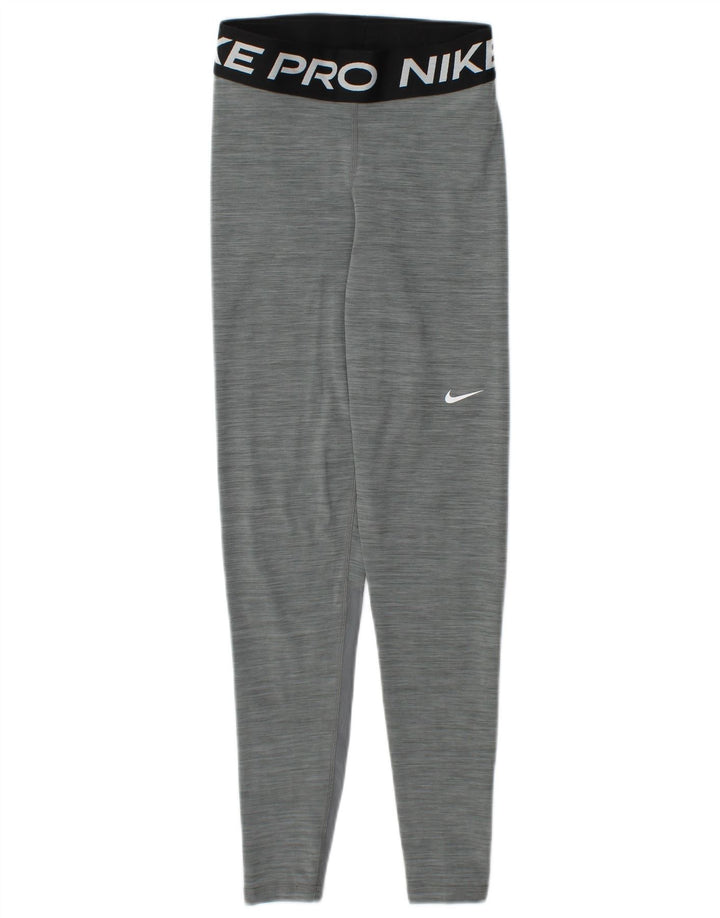 Leggings femininas Nike Dri Fit Graphic UK 4 XS cinza manchado de poliéster