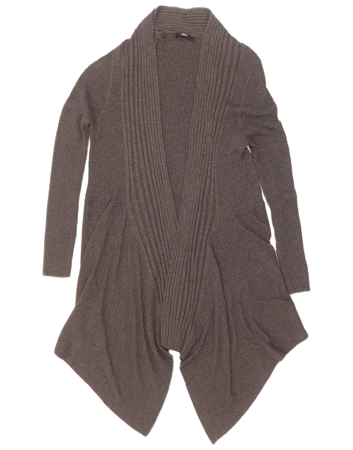 Suéter cardigã aberto assimétrico feminino Marks & Spencer Reino Unido 8 pequeno cinza