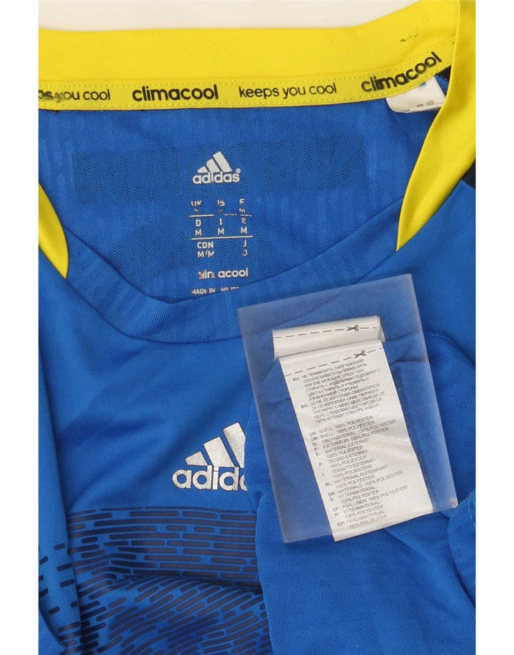 Camiseta Adidas Masculina Climacool Graphic Top Médio Azul Colourblock Poliéster
