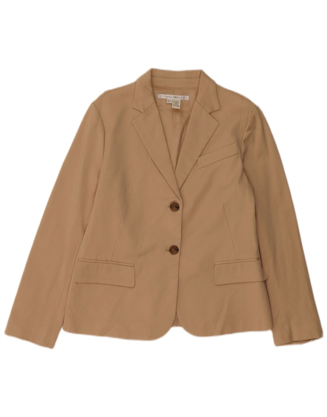 Jaqueta blazer feminina de 2 botões ZARA EU 42 grande algodão bege