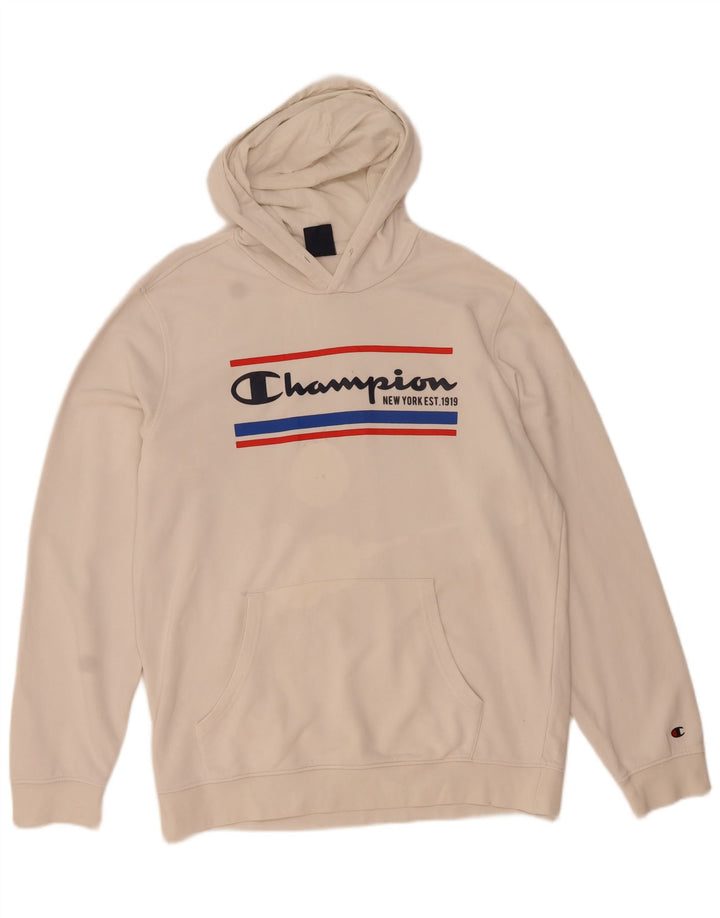 CHAMPION Suéter com capuz gráfico masculino XL Off White