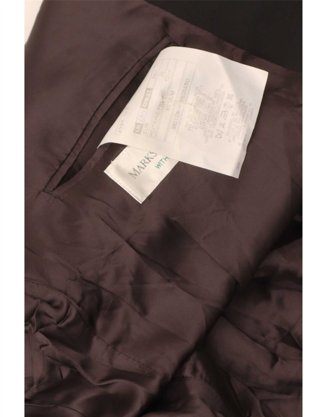 Jaqueta blazer masculina Marks & Spencer com peito duplo Reino Unido 44 XL preto poliéster