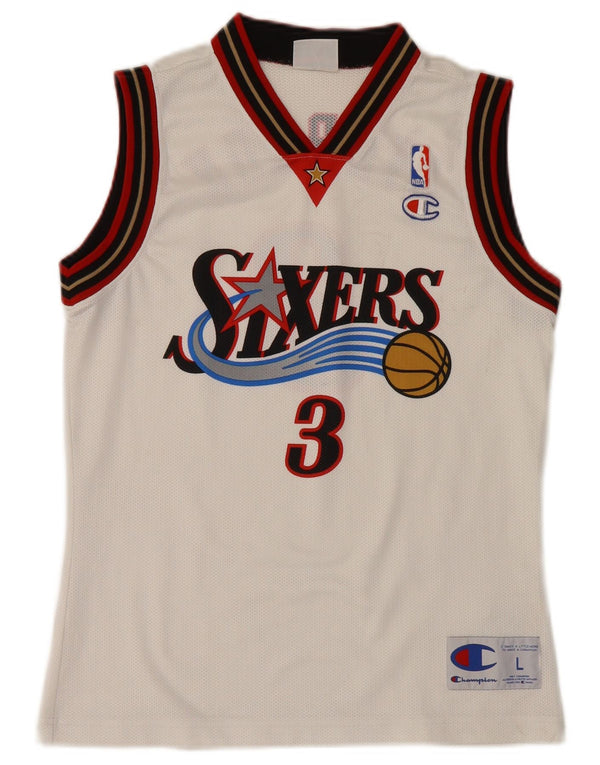 Colete gráfico NBA Champion Boys 11-12 anos grande bloco colorido branco